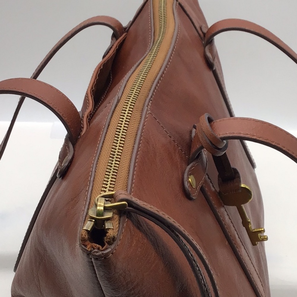 Fossil Cognac Brown Leather Tote - Picture 11 of 16